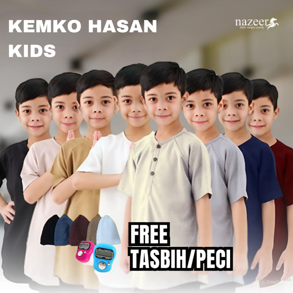 Baju Koko Anak Laki Hasan Kids Nazeer / Baju Koko Lengan Pendek Polos