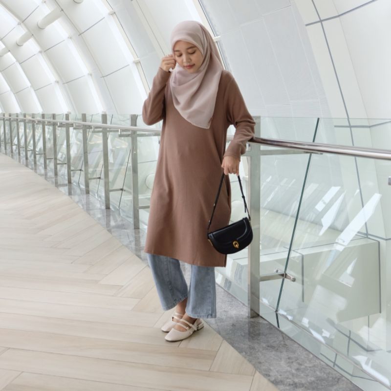 Leona Tunik abellaclothinglab / Tunik knit / atasan knit waffle