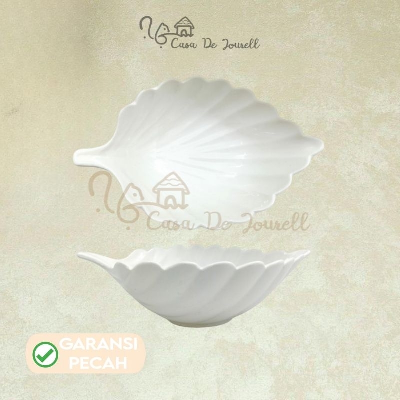 [X4-19] Mangkok Model Daun 9" P/Keramik/Mangkok model daun aesthetic/Mangkok model daun polos putih
