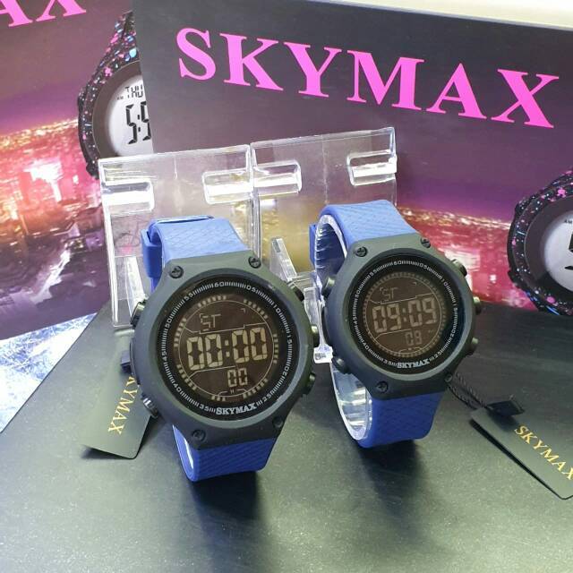 ORIGINAL WATCH JAM TANGAN COUPLE PRIA WANITA SKYMAX DIGITAL BLUEDONGKER
