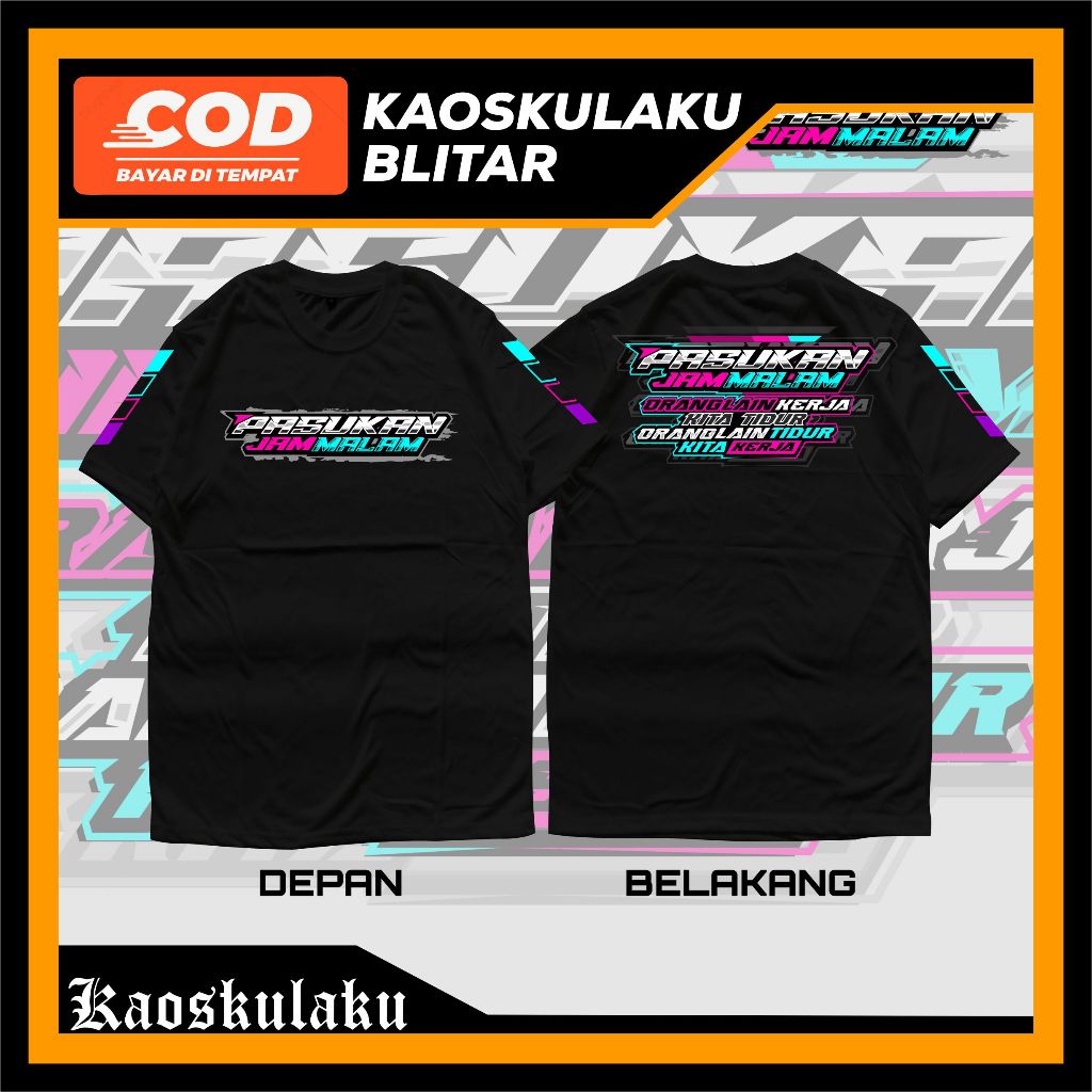TSHIRT PASUKAN JAM MALAM ATAU KAOS DISTRO RACING BAHAN KATUN CVC ADEM DAN GAK BIKIN GERAH