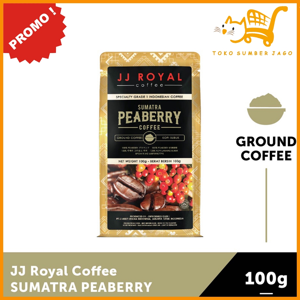 

JJ Royal Coffee Peaberry Sumatra Ground (Kopi Bubuk) Bag 100gr