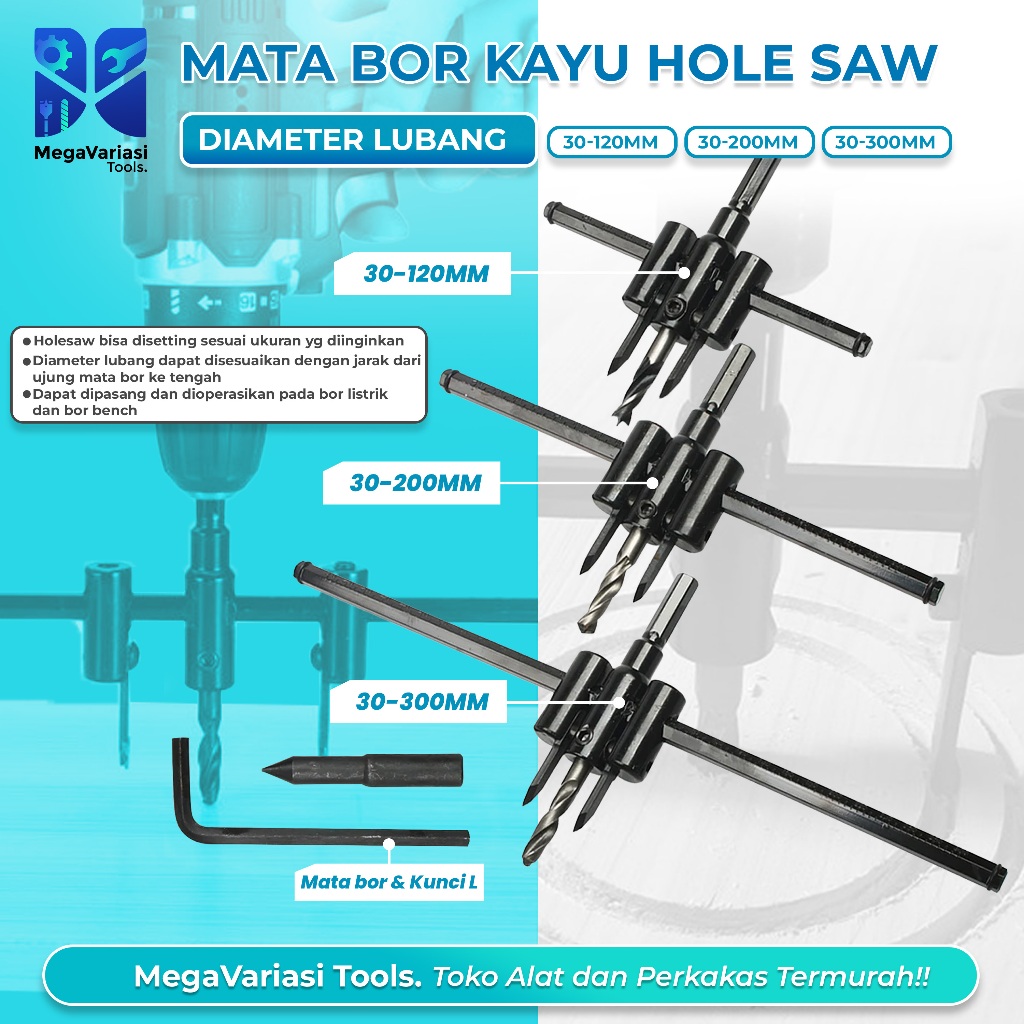 MATA BOR KAYU JANGKA PELUBANG LINGKARAN ADJUSTABLE