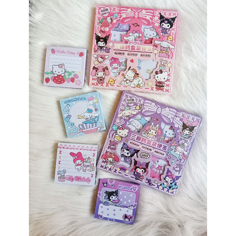 

Memopad box (isi 4pcs) Notepad Memo Sanrio Kuromi Melody Cinnamoroll Hello Kitty