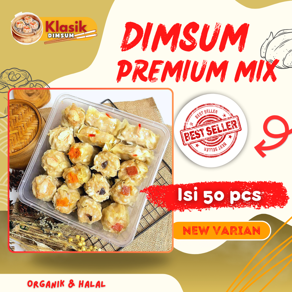 

Dimsum Isi 50pcs Gurih dan Lezat! MIX Free Saus Merah & Lada Hitam Premium & Halal