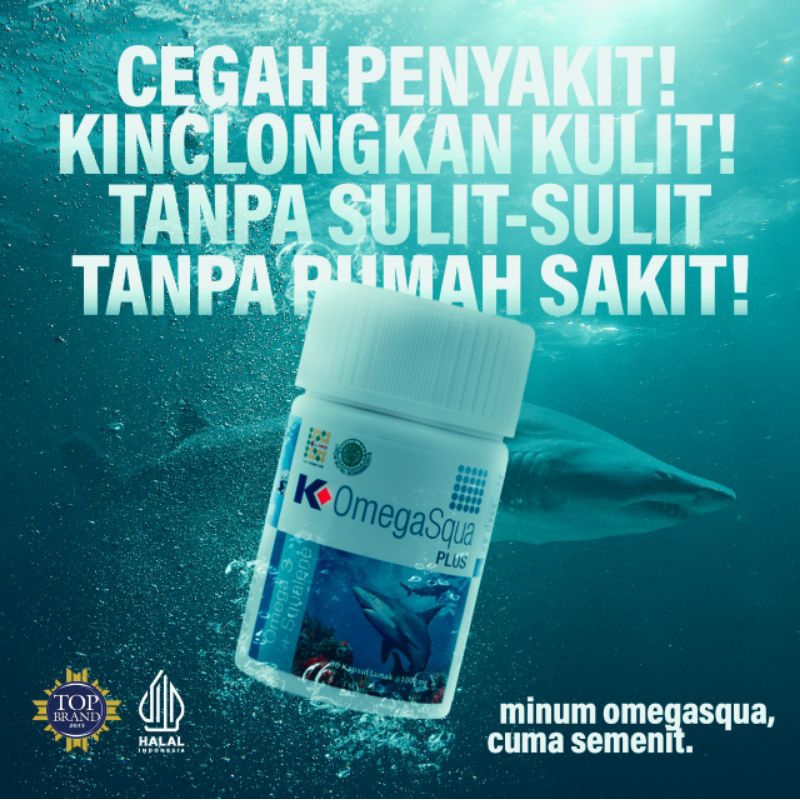 K Link Omega Squa plus Omega 3 fish oil 1000 mg Suplemen Daya Tahan Tubuh, Penambah nafsu makan