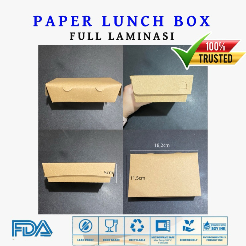 PAPER LUNCH BOX BAHAN KRAFT / KRAFT FULL LAMINASI (HARGA PER 20PC)