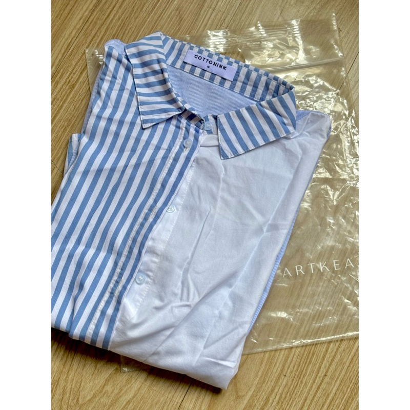 CottonInk X Artkea Size M blue white stripe