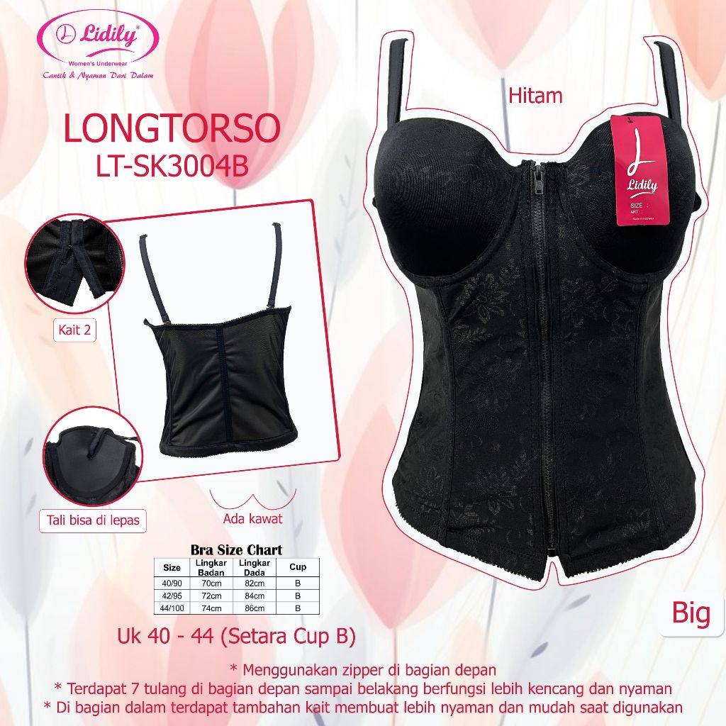 Lidily - Longtorso SK3004 Jumbo | Kamisol Murah Renda Premium Corset Bra Pelangsing Dalaman Kebaya |