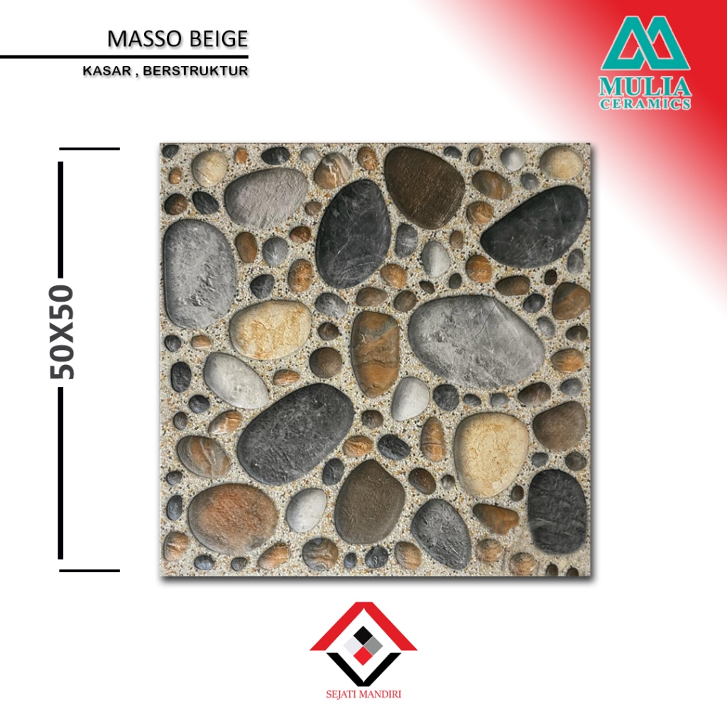 keramik 50x50 - motif batu alam - mulia masso beige