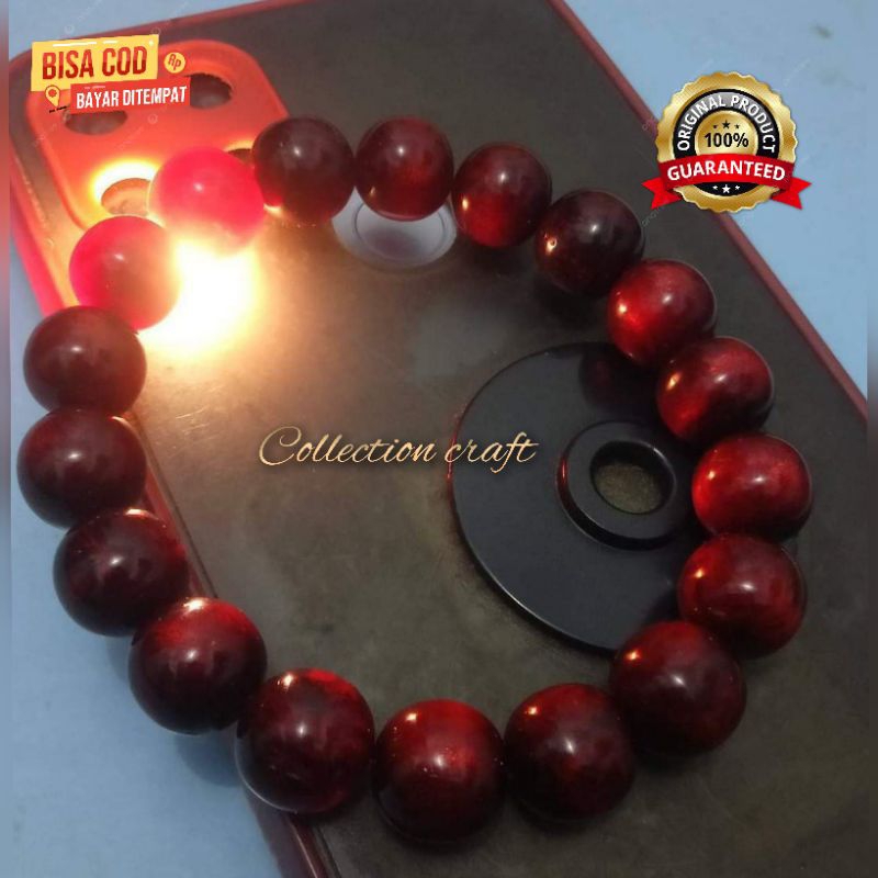 Gelang YUSER KESEHATAN ASLI akar bahar tali arus merah delima tembus cahaya  original