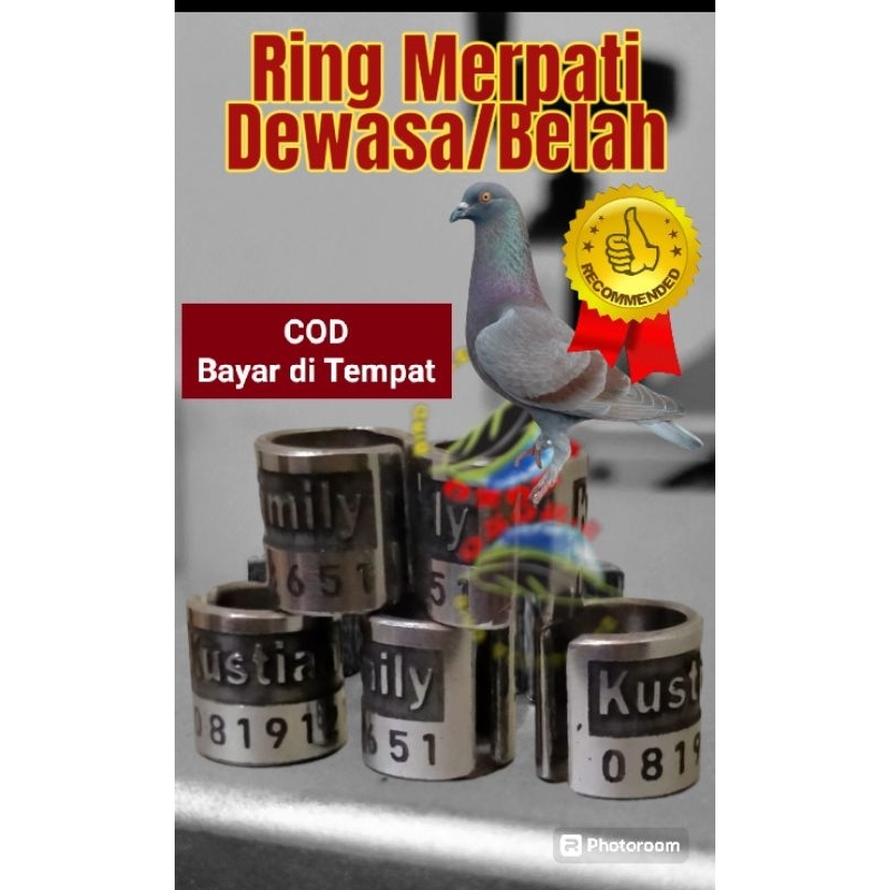 ( 10 pcs) Request Nama Ring Merpati Dewasa Baja Timbul belah