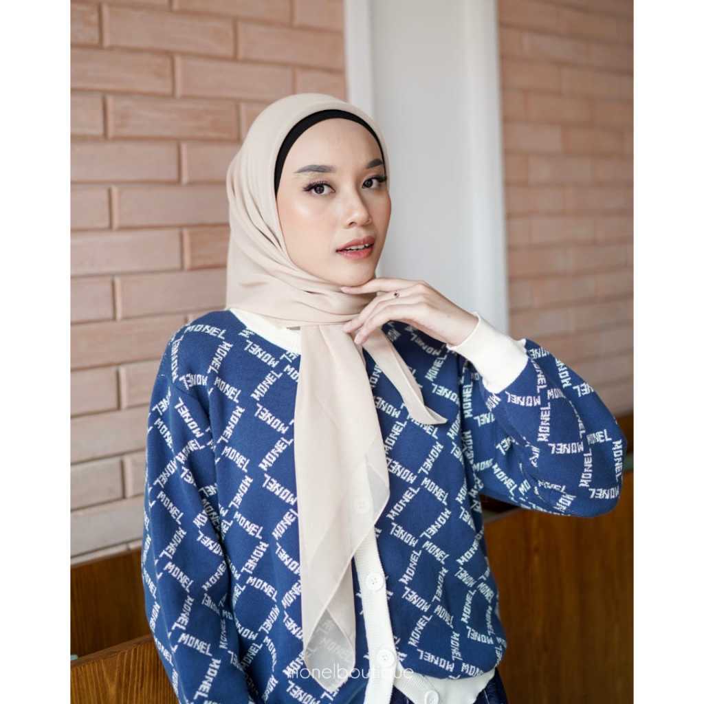 SKYSHOP HIJAB PEARL RIBBON PREMIUM PARIS SCARF BY MONEL PARIS PREMIUM SIZE 115X115 POLOS KERUDUNG SE