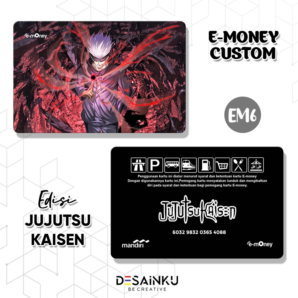 READY STOCK KARTU ELEKTRONIK JUJUTSU KAISEN EM 6 / FLAZZ / BRIZZI / TAPCASH / ETOLL
