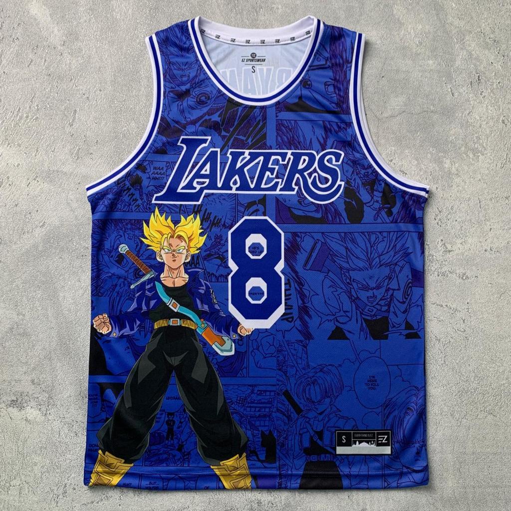 Jersey Kobe Bryant LA Lakers #8 CUSTOM BIRU TRUNK Swingman Bola Basket NBA Baju Kaos T-Shirt Tshirt 