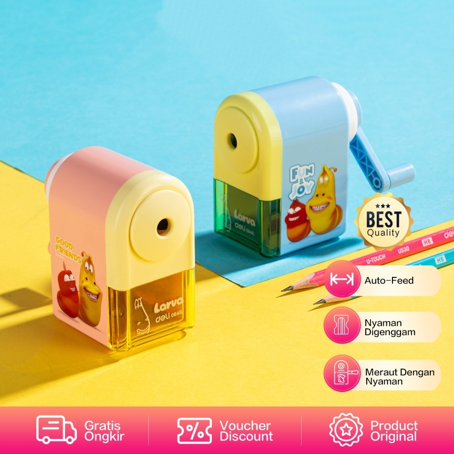 

Deli Jakarta / Deli-E0641L Rotary Pencil Sharpener / Pencil Sharpener With Canester 1 Hole / Rautan Pensil Putar Pisau Tajam Yang Lagi Viral Karakter Lucu Aesthetic Murah Alas Anti Slip Berkualitas Dan Tahan Lama / Larva Special Edition