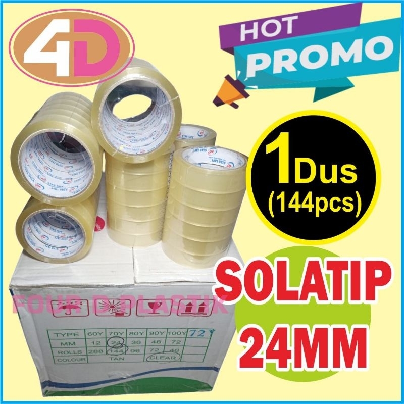 

144pcs (1Dus/Karton) Lakban Bening 24x72Yard