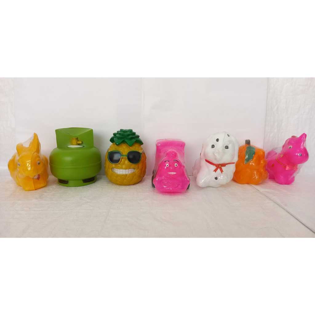 Celengan Plastik Karakter Hewan Buah / Celengan Karakter Anak / Celengan Kado