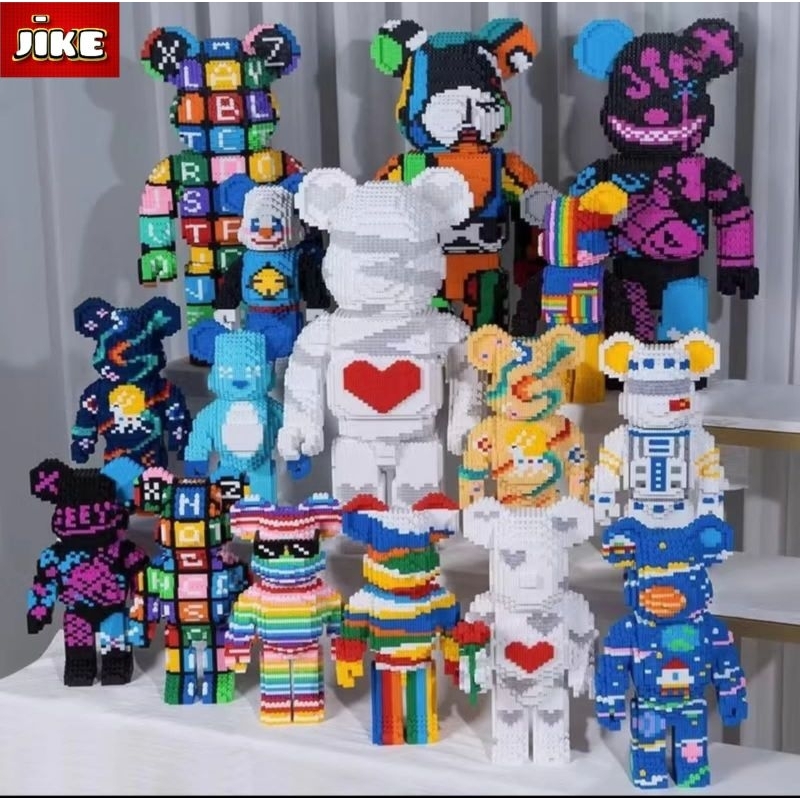 Jike Nano Blocks Big Violent Bear Series 3D Model, Mainan Blok Susun Bear, Blok Konstruksi Diy