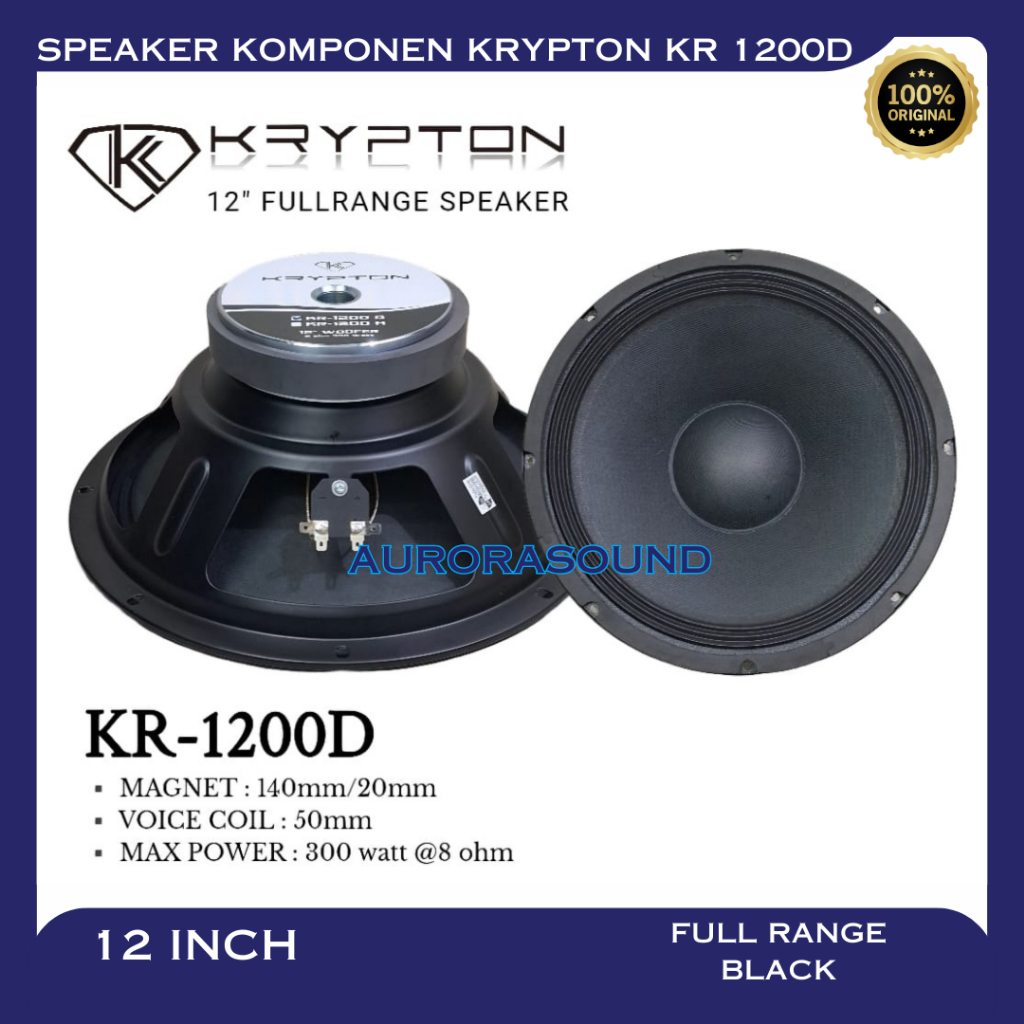 SPEAKER KOMPONEN KRYPTON KR 1200D 12 INCH 12 IN 12" SPEAKER KR1200D 300 WATT ORIGINAL