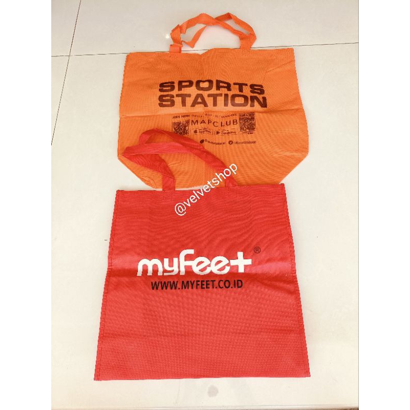 Tote bag shopping bag tas belanja spunbond Sports Station My Feet Charles and Keith original reuseab