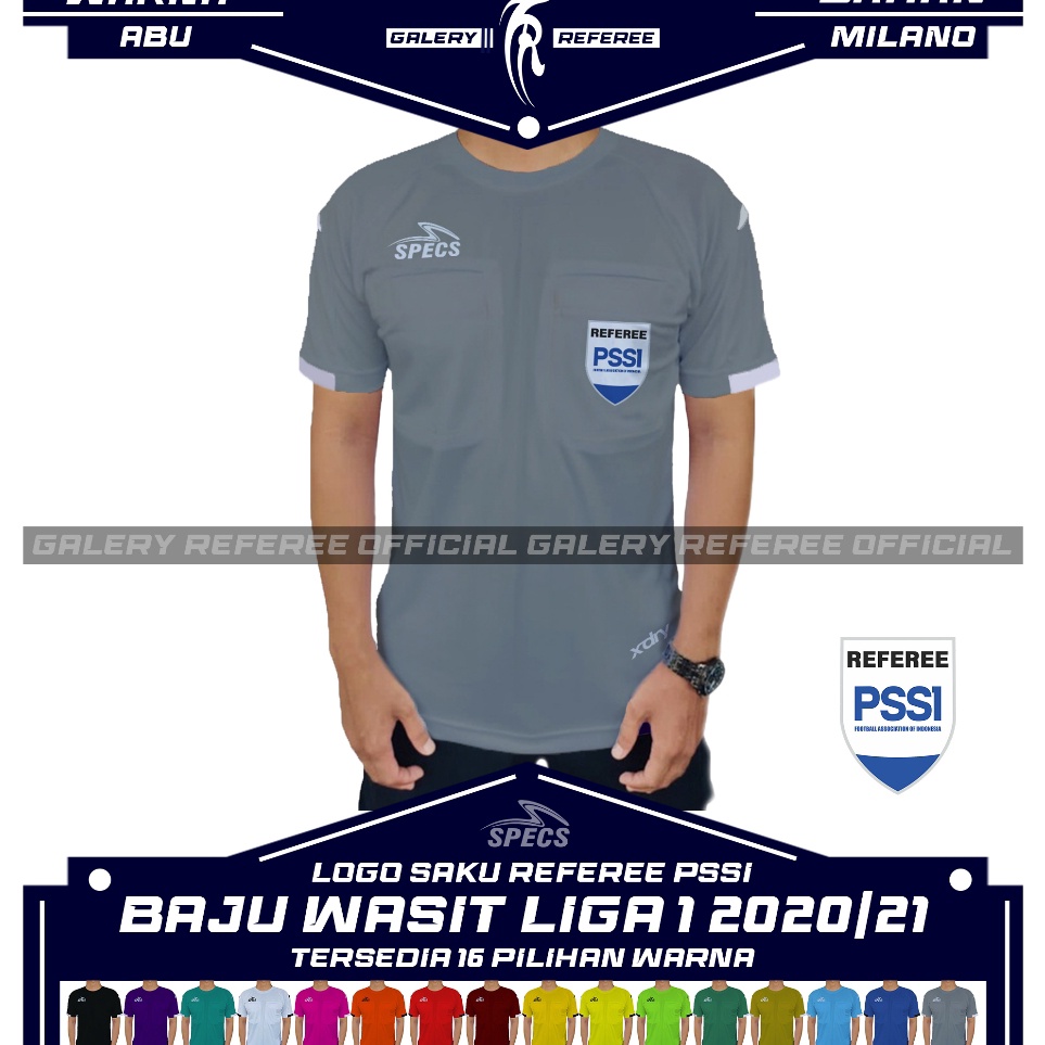 KODE R89T wasit  Baju Wasit SPECS 2221 LOGO SAKU REFEREE PSSI  16 WARNA