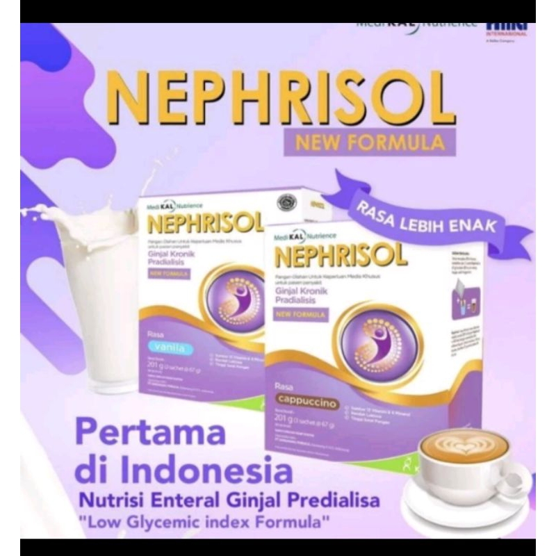 

NEPHRISOL Nutrisi untuk gangguan ginjal pra dialisis (cuci darah)