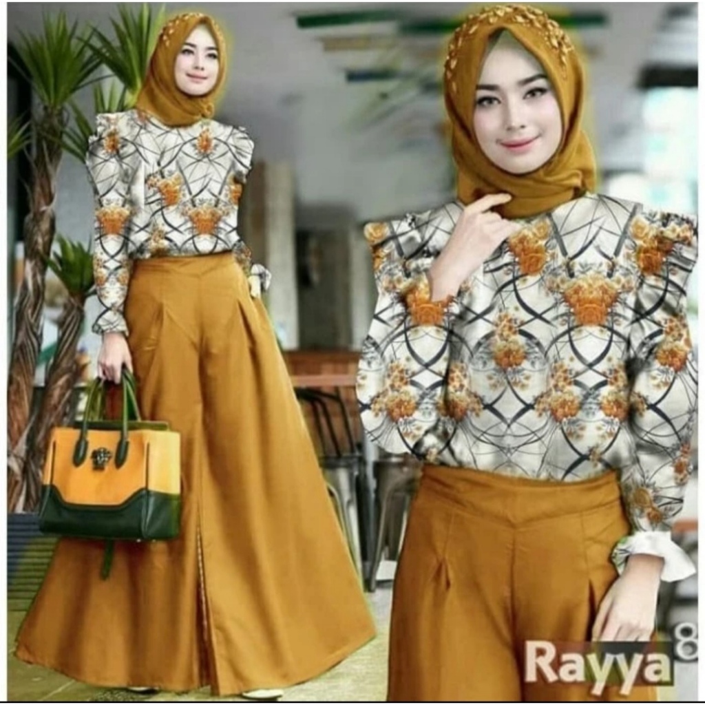 Baju Setelan Kulot Wanita Muslimah Adem Mewah Elegan Trand Kondangan Viral Model Terbaru 2024 Set Ce