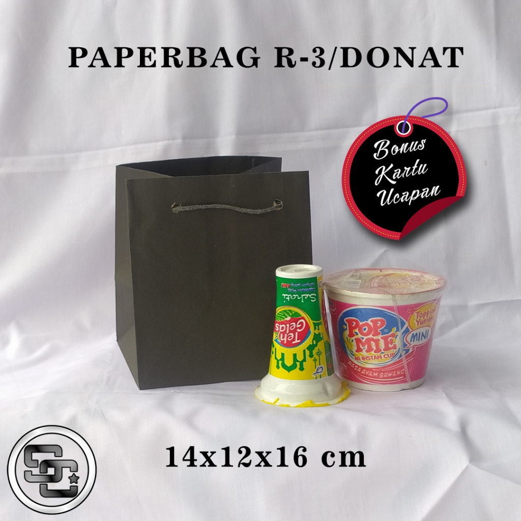 

PAPERBAG BONUS KARTU UCAPAN UKURAN R-2 (P14 x L12 x T16 CM) UNTUK DONAT DAN SEUKURANNYA