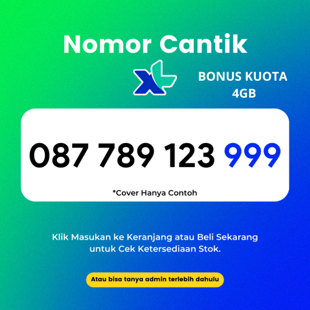 Nomor Cantik XL Axiata Akhiran Triple Murah - Nomor Cantik XL Triple Murah dan Rapi Support 4G LTE B