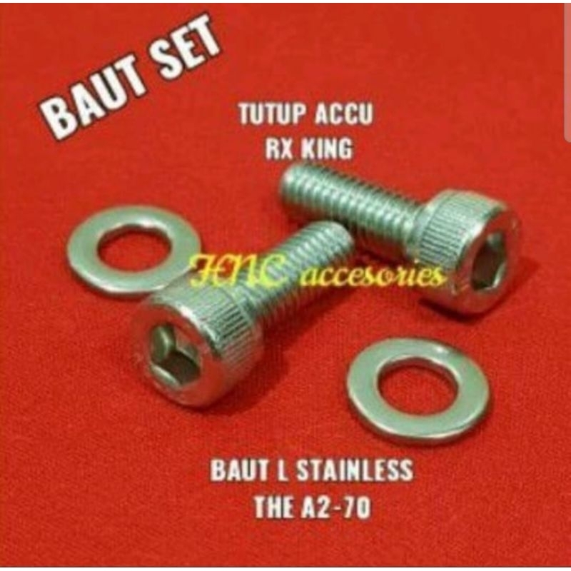 BAUT L STAINLESS SET TUTUP AKI TUTUP ACCU RX KING ASLI STAINLESS