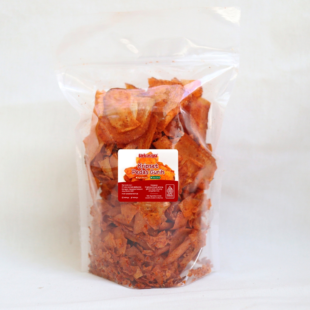

Hebiniyu - Kripset Ayam Bawang/Keripik Singkong Pedas Gurih Kemasan Plastik 250 Gram