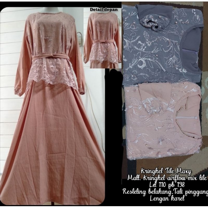 Kringkel Tile Maxy // Gamis Kringkel Tile // Gamis Kringkel Kombi Tile // Gamis Tile // Gamis Kringk