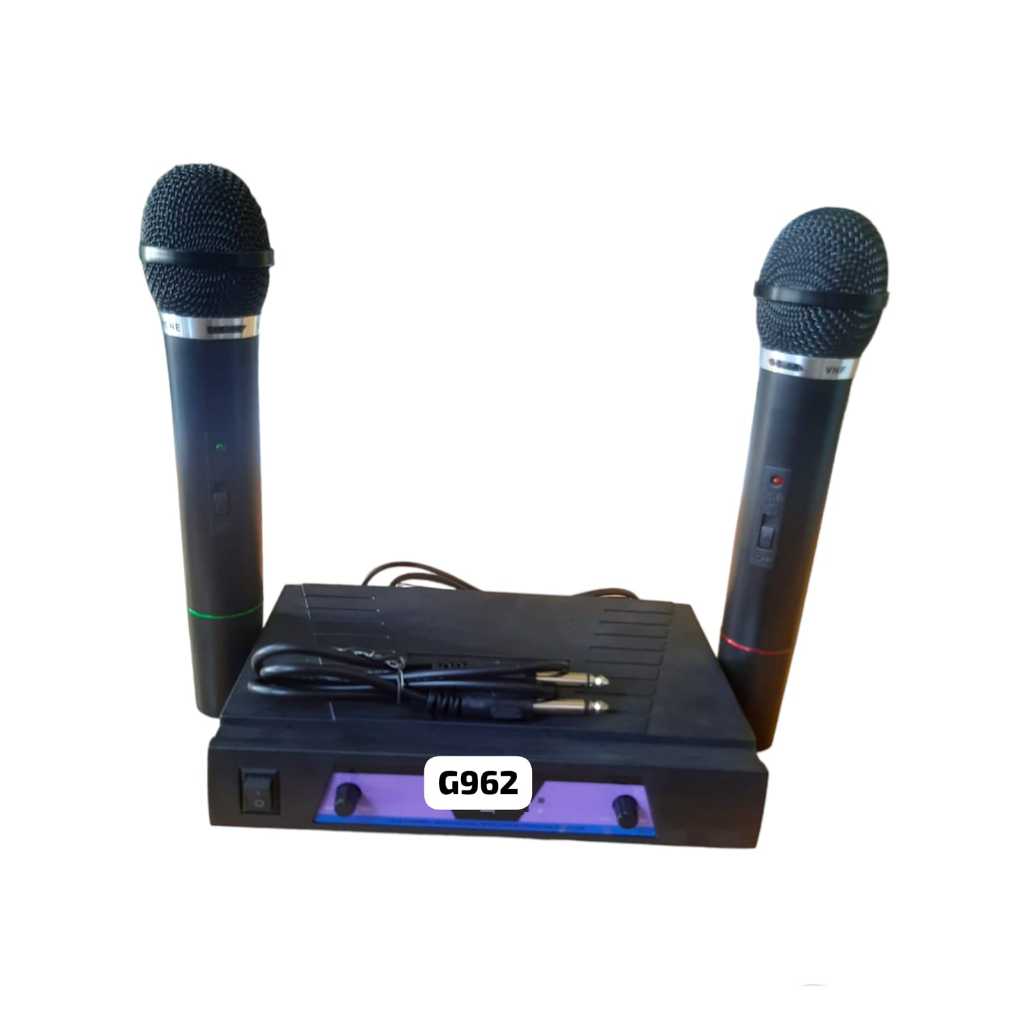 G962 DUAL WIRELESS MIC MIK NIRKABEL DOUBLE MICROPHONE WIRELES TANPA KABEL SEPASANG MIKROFON UHF WIRE