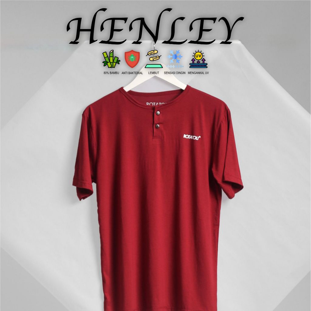 Kaos Katun Bambu Henley Basic Katun Bambu