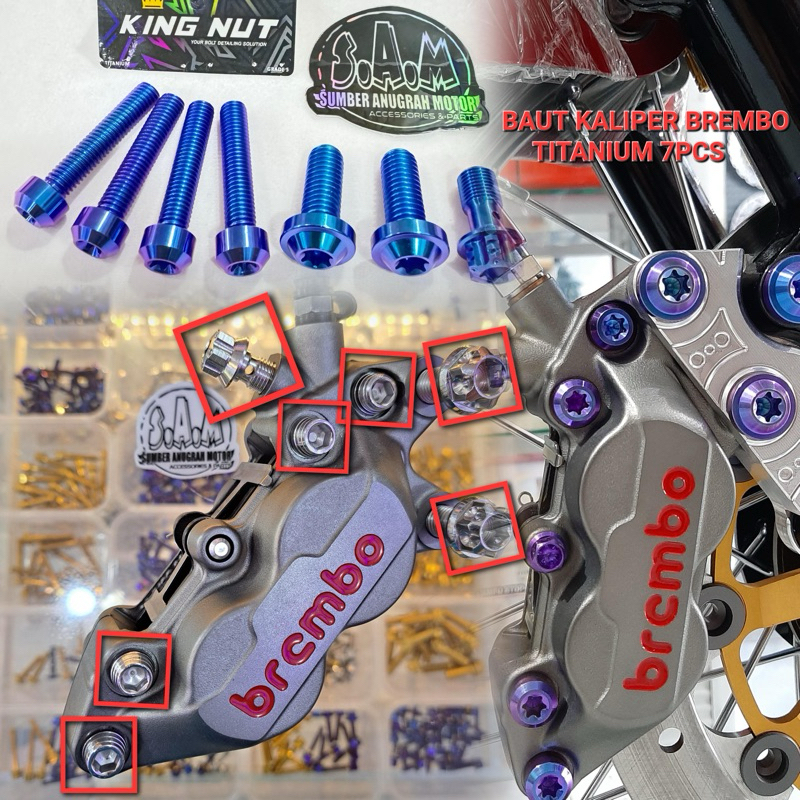 BAUT KALIPER BREMBO PROBOLT & TITANIUM (KHUSUS BREMBO 4P ORIGINAL)