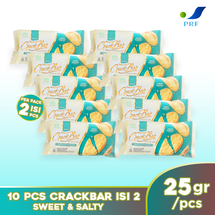 

Paket 10 - Crack Bar isi 2pcs Sweet & Salty - Original Biskuit - Snack Sehat - Cemilan Manis - PRF