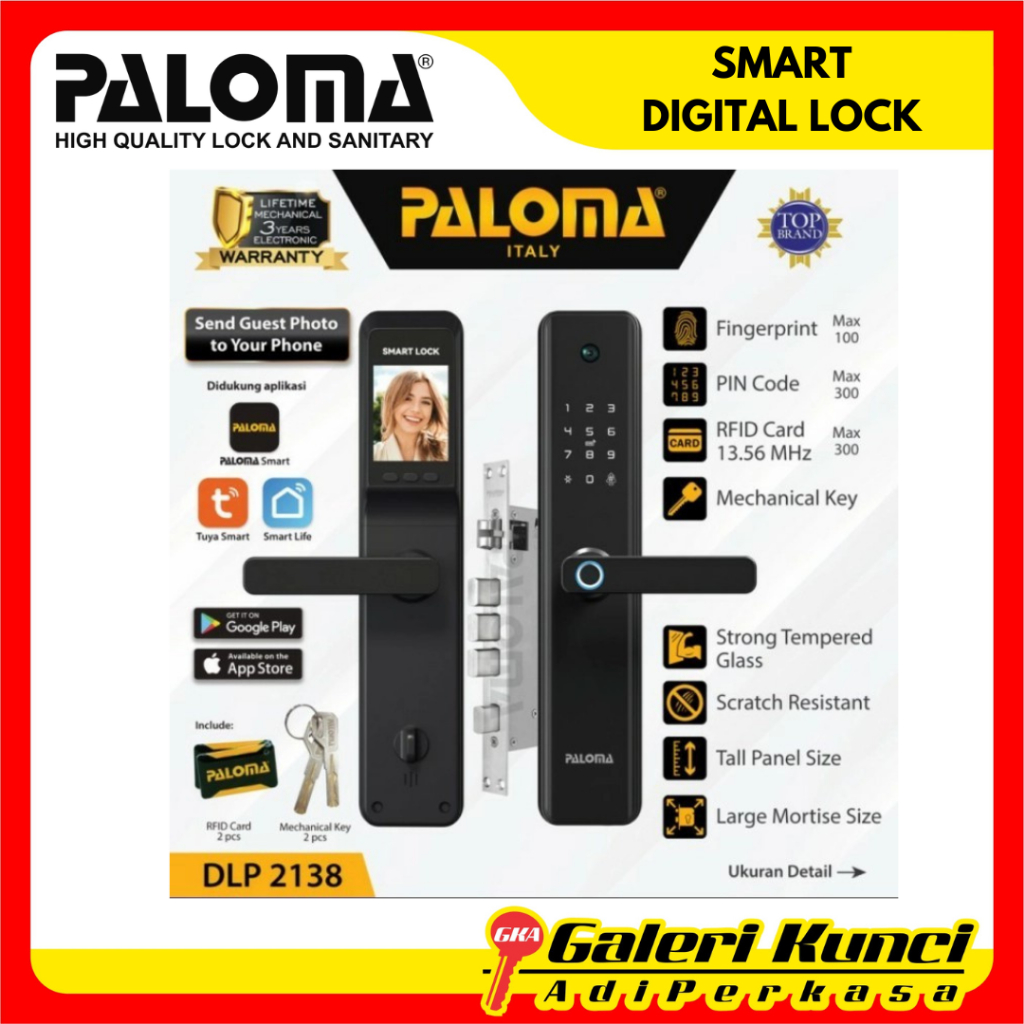 Kunci Elektronik PALOMA DLP 2138 Smart Digital Lock Camera Viewer Kunci Pintu