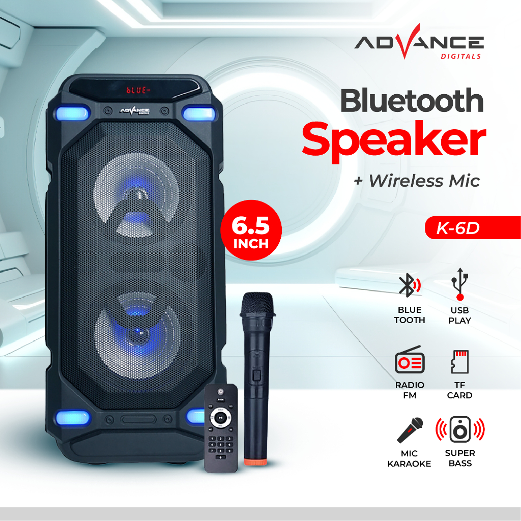 Advance Speaker Bluetooth K6D Speaker Portable with 1 Microphone Wireless  Garansi 1 Tahun Advance