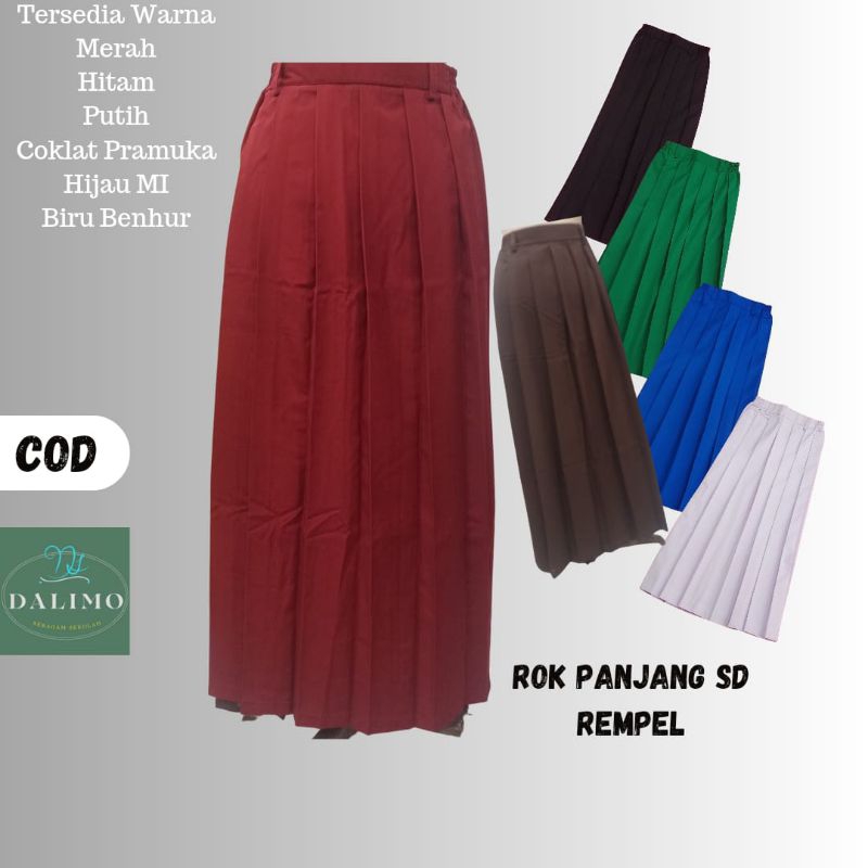 Rok Panjang Rempel SD semua warna seragam sekolah DALIMO rok merah SD rok hijau mi rok hijau toska r