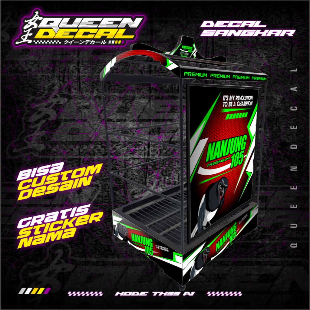 Decal Kandang Burung Kenari Kotak Bisa Custom - Aksesrosi Sangkar Kotak Nanjung Premium - TK