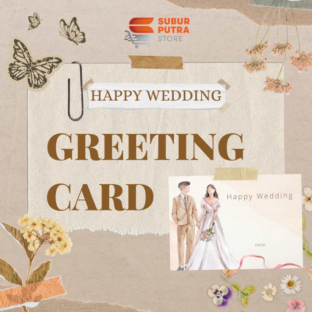 Kartu Ucapan  ( GREETING CARD) HAPPY WEDDING Size  A6 - Custom Ucapan