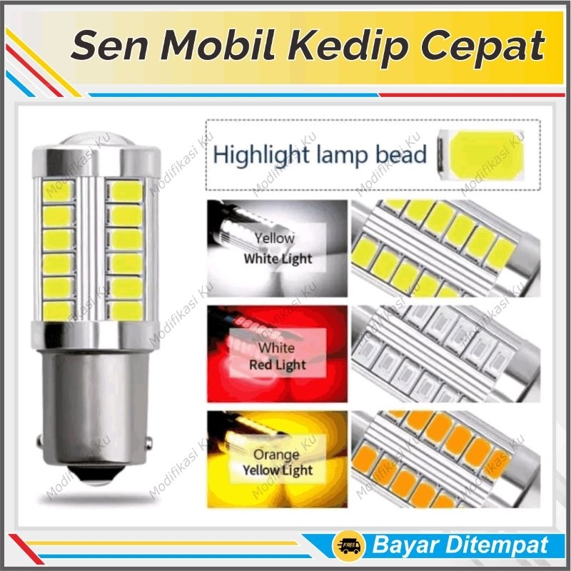 LAMPU SEN MOBIL KEDIP CEPAT BAU15S BA15S SEIN LED 33 TITIK BULAT KAKI 1 AVANZA XENIA APV GRANDMAX PI