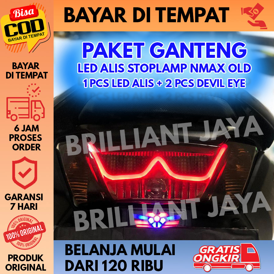 LAMPU ALIS STOPLAMP LAMPU BELAKANG NMAX old BONUS DEVIL EYE TIDAK BERBINTIK MURAH 1 PCS LED + 2 DEVI