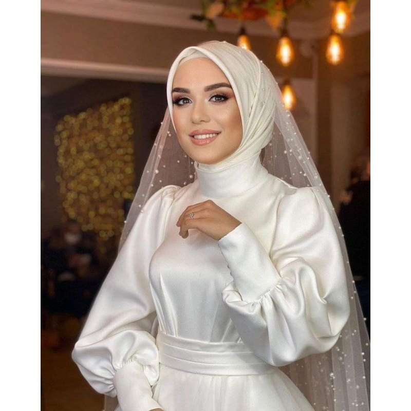 Slayer Veil Pengantin Slayer FULL MUTIARA Pengantin Selendang Pengantin Hijab Pengantin Veil Pengant
