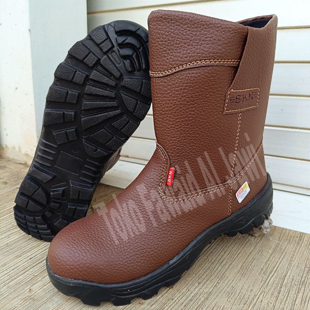 Sepatu SafetyShoes Boot Kulit King SKN Asli Pabrik Tambang Konstruksi Proyek Keselamatan Kerja Murah
