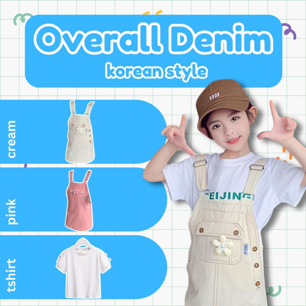 [Everpro Kids] 2-12 tahun gaun anak perempuan Mode Korea Pola bunga yang manis Rok denim rok anak pe