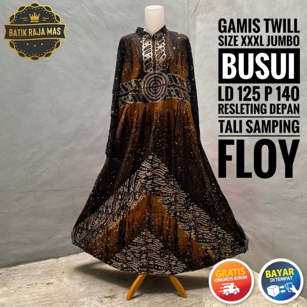 Baju Gamis Muslimah Wanita Dewasa Ibu Ibu Syari Lebaran Jumbo Twill Ori Pekalongan Busui Friendly Re