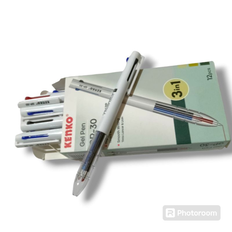 

1pak 12pcs pulpen pena balpoin kenko pen gel 3 warna gp30