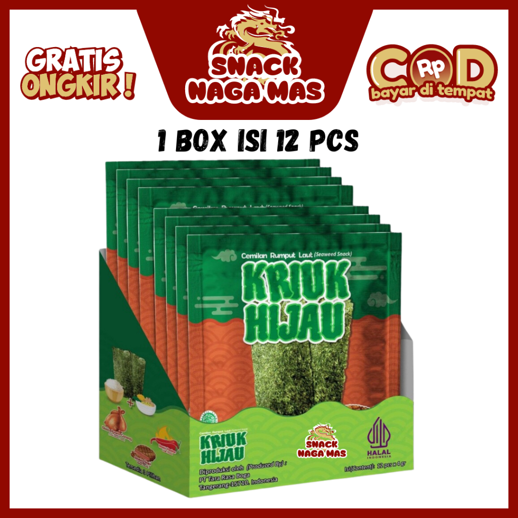 

Ay00! RUMPUT LAUT KRIUK HIJAU CEMILAN SEAWEED [1 BOX ISI 12 PCS]